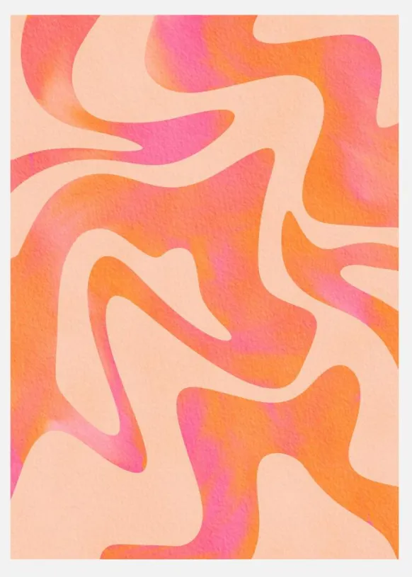 Abstract Wave - Peach Fuzz Canvastavla (30x40 cm)