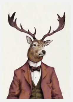 A Deer With Human Attirea??wearing Canvastavla (30x40 cm)
