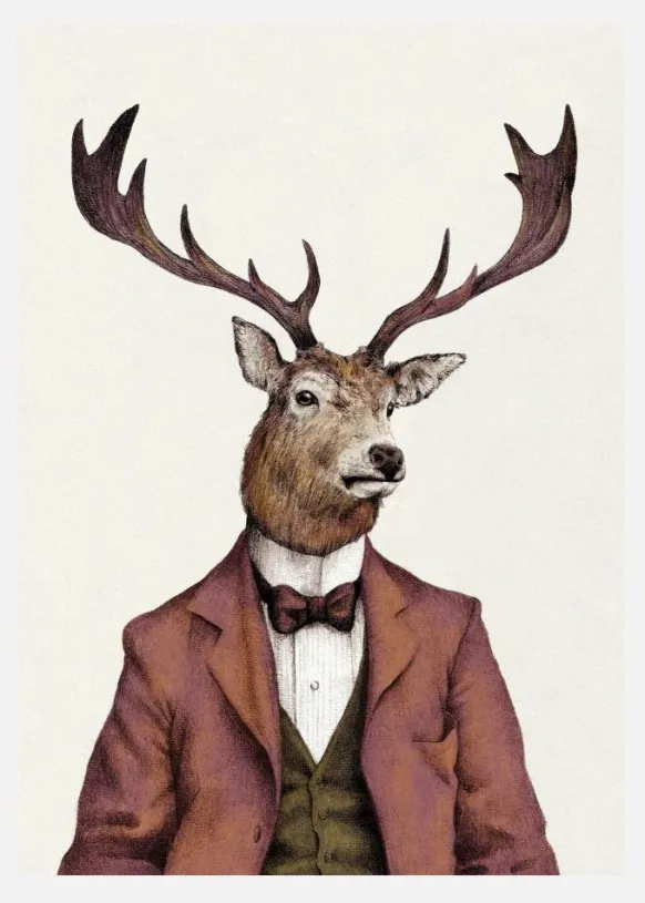 A Deer With Human Attirea??wearing Canvastavla (30x40 cm)