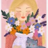 A Girl And Her Cat Canvastavla (30x40 cm)