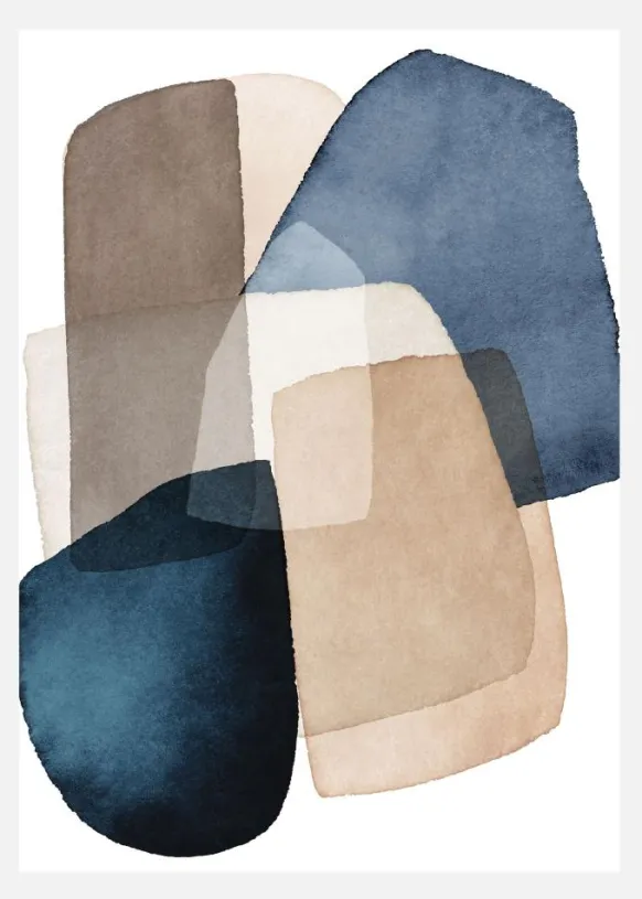 Blue Brown Blocks Canvastavla (30x40 cm)