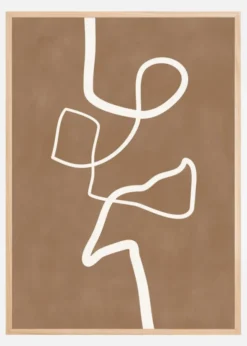 Brown Single Line Artwork Poster (21x29.7 cm (A4))