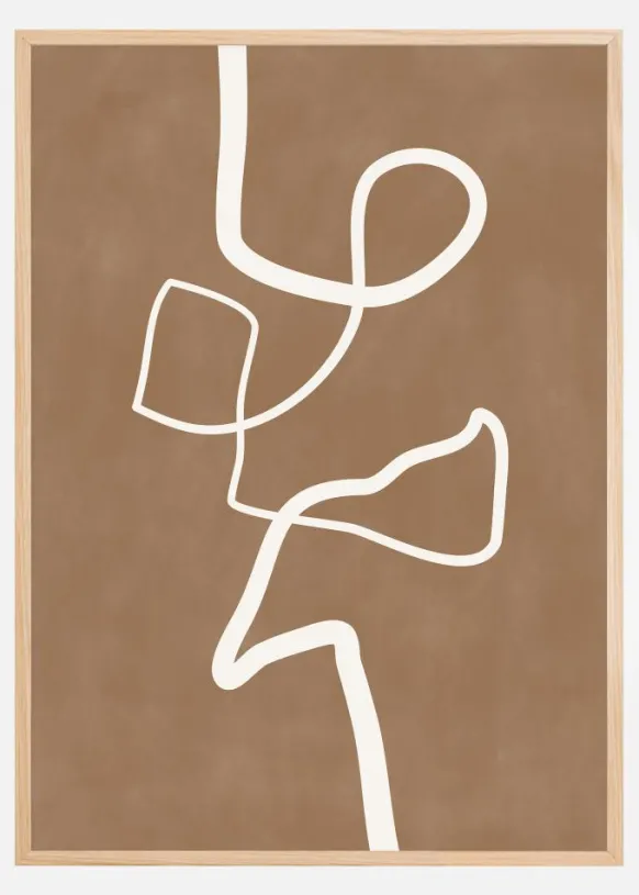 Brown Single Line Artwork Poster (21x29.7 cm (A4))