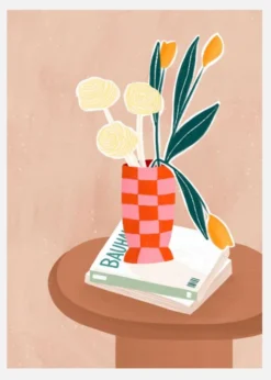 Checkered Vase Canvastavla (30x40 cm)