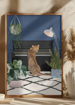 Cheetah playing piano Poster (21x29.7 cm (A4))