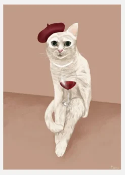 Classy Wine Cat Canvastavla (30x40 cm)