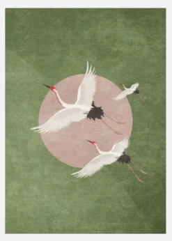 Cranes In Flight Canvastavla (30x40 cm)