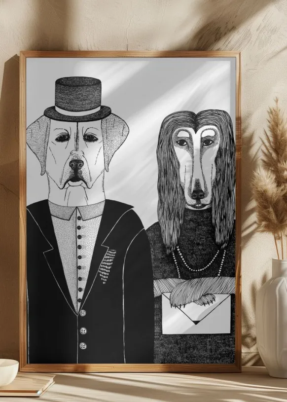 Dogs Couple Poster (21x29.7 cm (A4))