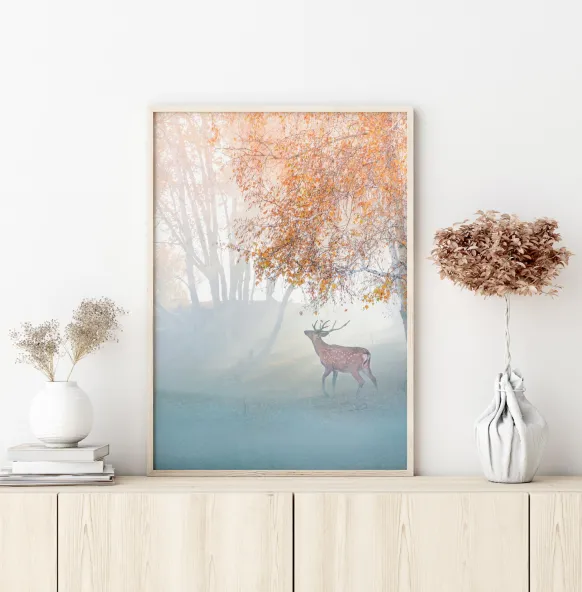 Elk Lost In Mist Poster (21x29.7 cm (A4))
