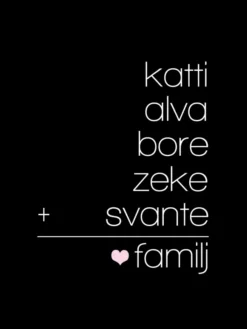 Familjeekvation Svart - 5 Namn (21x29,7 cm (A4))
