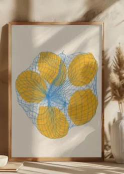 Five Lemons In a Net Bag Poster (21x29.7 cm (A4))