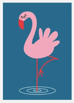 Flamingo - Blue Canvastavla (30x40 cm)