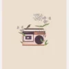 Floral Vintage Radio Canvastavla (30x40 cm)