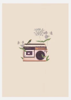 Floral Vintage Radio Canvastavla (30x40 cm)