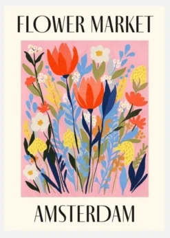 Flower Market Amsterdam Netherlands Canvastavla (30x40 cm)