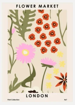 Flower Market London Canvastavla (30x40 cm)