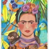 Frida And Her Parrots Canvastavla (30x40 cm)