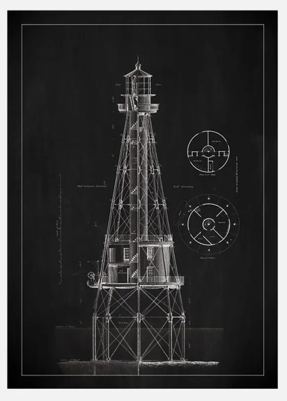 Griffeltavla - Fyr - Ship Shoal Lighthouse Canvastavla (30x40 cm)