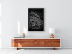Karta - Amsterdam - Svart Poster (21x29.7 cm (A4))