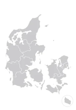 Karta - Danmark - Grå Poster (21x29.7 cm (A4))