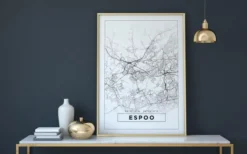Karta - Espoo - Vit Poster (21x29.7 cm (A4))