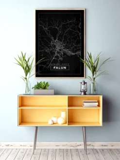 Karta - Falun - Svart Poster (21x29.7 cm (A4))