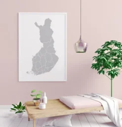 Karta - Finland - Grå Poster (21x29.7 cm (A4))
