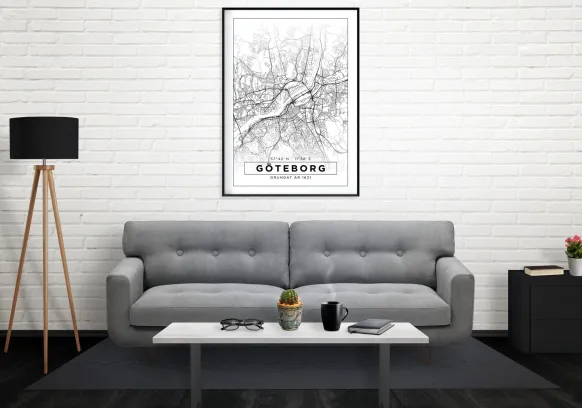 Karta - Göteborg - Vit Poster (21x29.7 cm (A4))