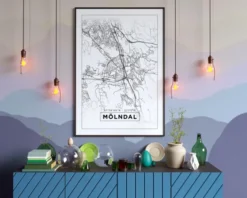 Karta - Mölndal - Vit Poster (21x29.7 cm (A4))