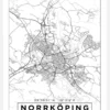 Karta - Norrköping - Vit Canvastavla (30x40 cm)