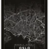 Karta - Oslo - Svart Canvastavla (30x40 cm)