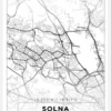 Karta - Solna - Vit Canvastavla (30x40 cm)