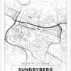 Karta - Sundbyberg - Vit Canvastavla (30x40 cm)