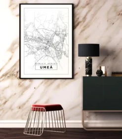 Karta - Umeå - Vit Poster (21x29.7 cm (A4))