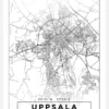 Karta - Uppsala - Vit Canvastavla (30x40 cm)