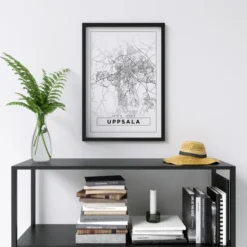 Karta - Uppsala - Vit Poster (21x29.7 cm (A4))