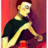 Lady Lighting Cigarette Canvastavla (30x40 cm)