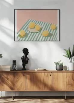 Lemons and stripes Poster (21x29.7 cm (A4))