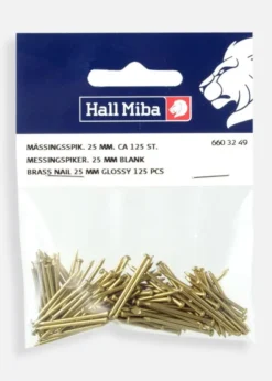 Mässingsspik 25 mm blank 125 st