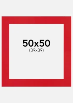 Passepartout Red Hot(Vit kärna) 50x50 cm (39x39)