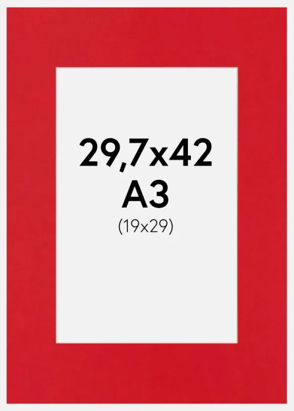 Passepartout Red Hot(Vit kärna) A3 29,7x42 cm (19x29)