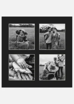 Passepartout Svart 25x25 cm - Collage 4 Bilder (9x9 cm)