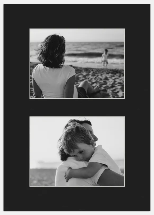 Passepartout Svart 29,7x42 cm - Collage 2 Bilder (14x19 cm)
