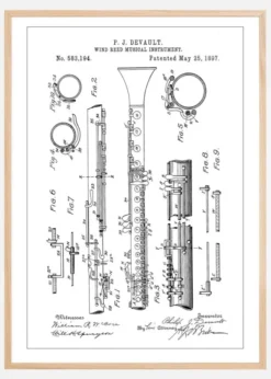 Patent Print - Clarinet - White Poster (21x29.7 cm (A4))