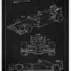 Patent Print - Formula 1 Racing Car - Black Canvastavla (30x40 cm)