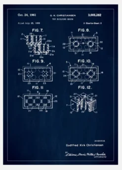 Patent Print - Lego Block II - Blue Canvastavla (30x40 cm)