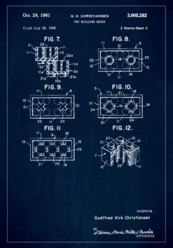 Patent Print - Lego Block II - Blue Poster (21x29.7 cm (A4))