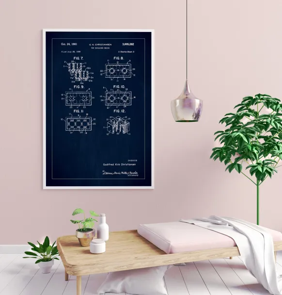 Patent Print - Lego Block II - Blue Poster (21x29.7 cm (A4))