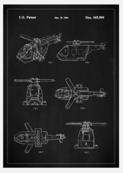 Patent Print - Lego Helicopter - Black Canvastavla (30x40 cm)