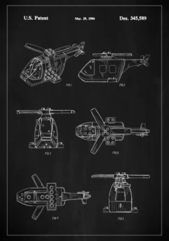 Patent Print - Lego Helicopter - Black Poster (21x29.7 cm (A4))